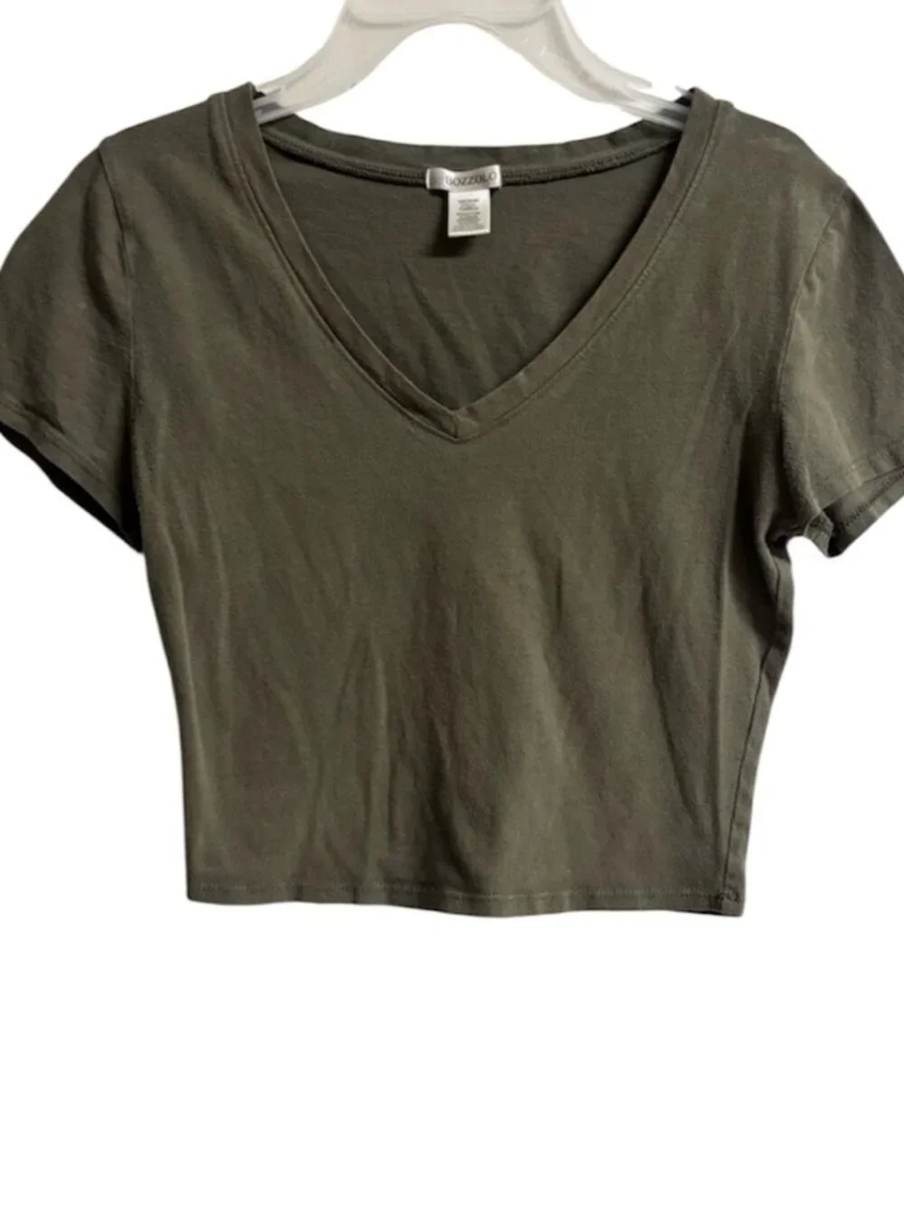 Dark Olive V-Neck‎ Crop Top